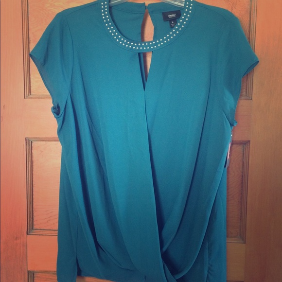 Mossimo Supply Co. Tops - Mossimo NWT Blouse Beaded Neck Criss Cross Front